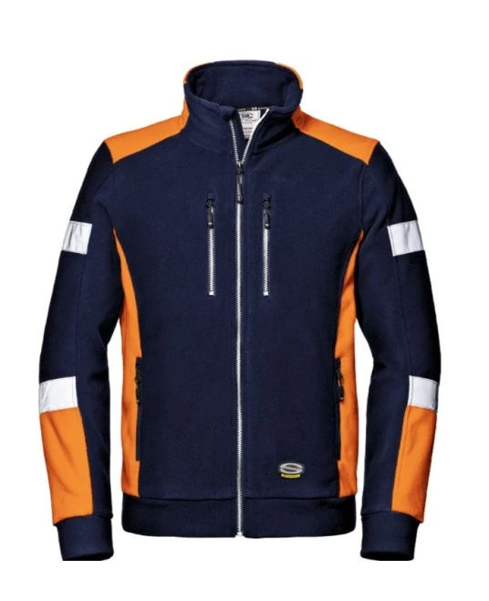 Fleece de lucru cu dungi reflectorizante, 310g/m2, bleumarin